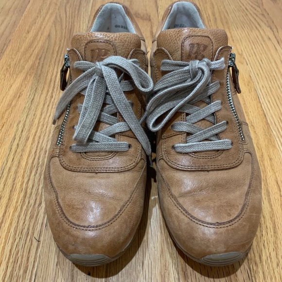 Paul Green Cage leather Sneakers Tan cognac zip lace up Sz 8.5 UK 6 Judy - Picture 5 of 16